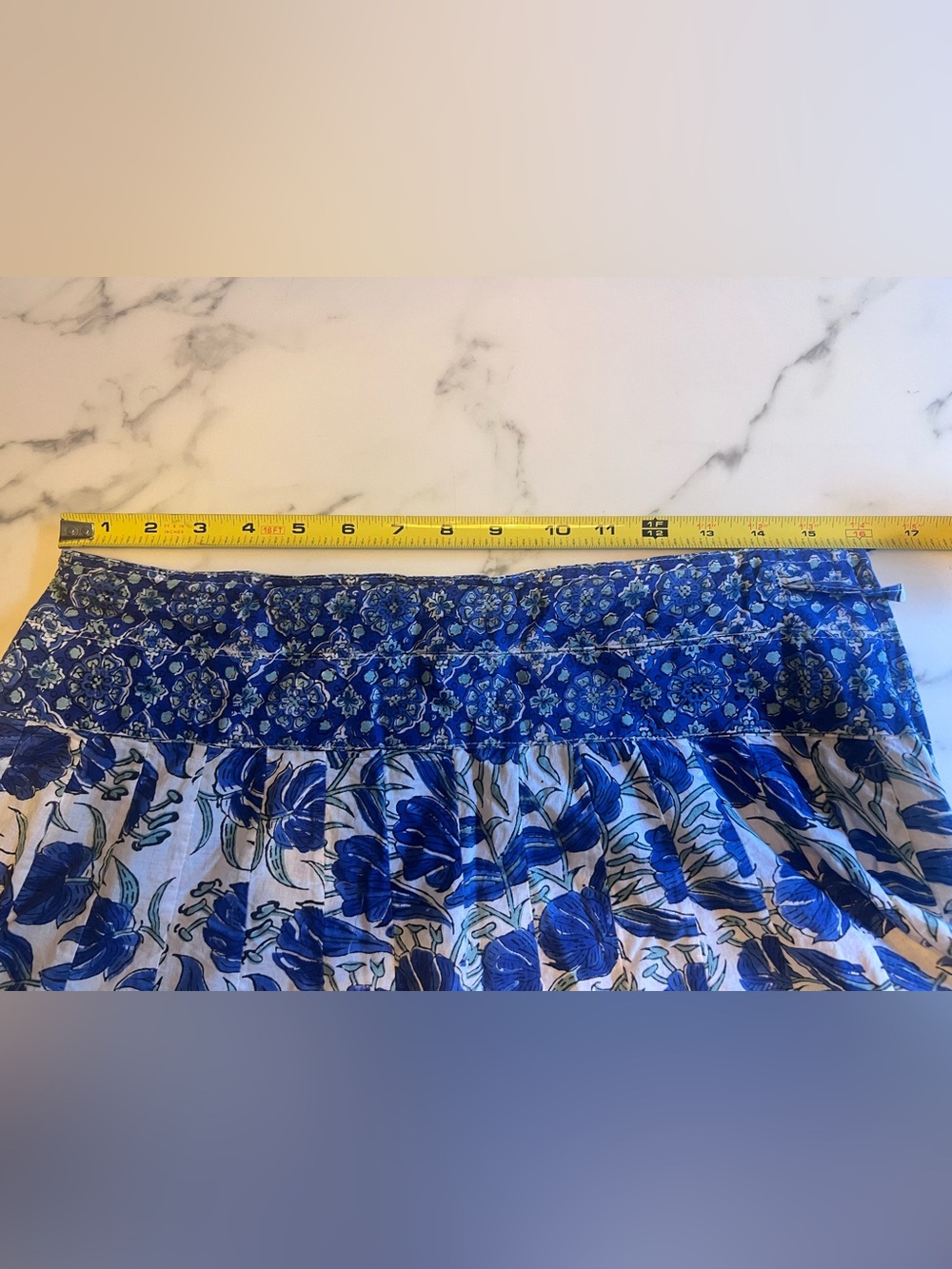 Blue and White Floral Gopi Skirt Set - Picture 5 of 6